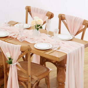 Peach Chiffon Table Runner
