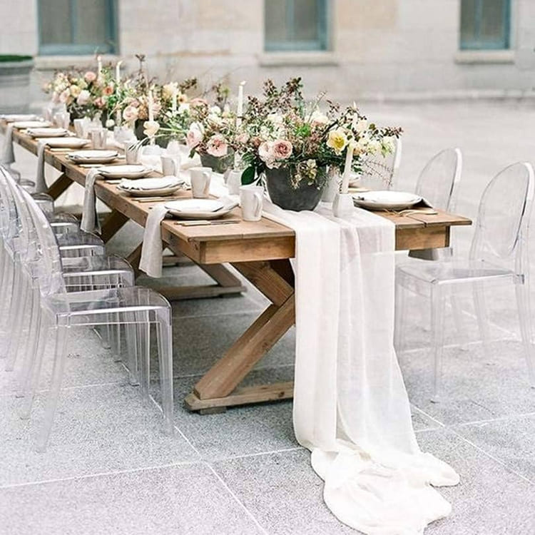 White Chiffon Table Runner